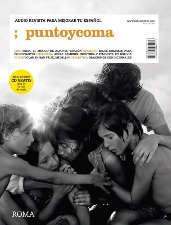 Portada de revista punto y coma : audio revista para mejorar tu español