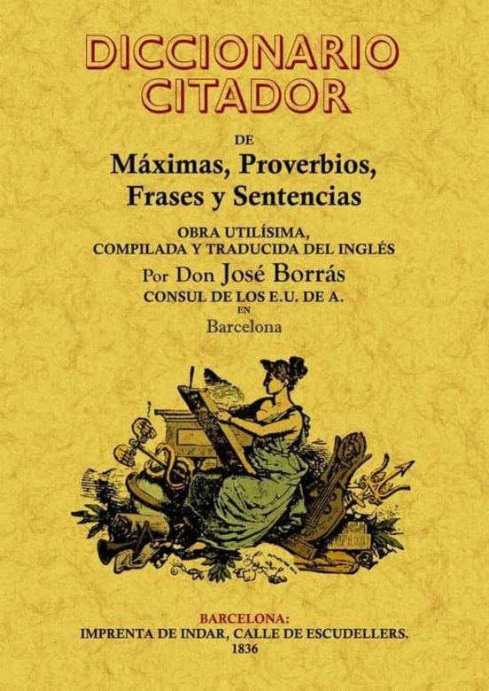 Portada de diccionario citador de maximas, proverbios frases y sentencias