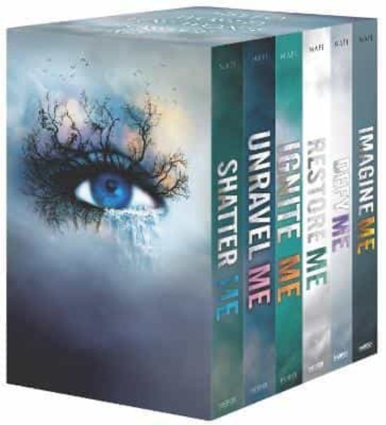 Portada de shatter me series 6-book box set: shatter me, unravel me, ignite me, restore me, defy me, imagine me